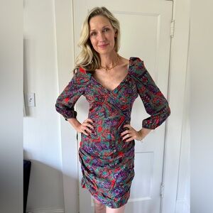 Veronica Beard Vibrant Paisley Long Sleeve Dress